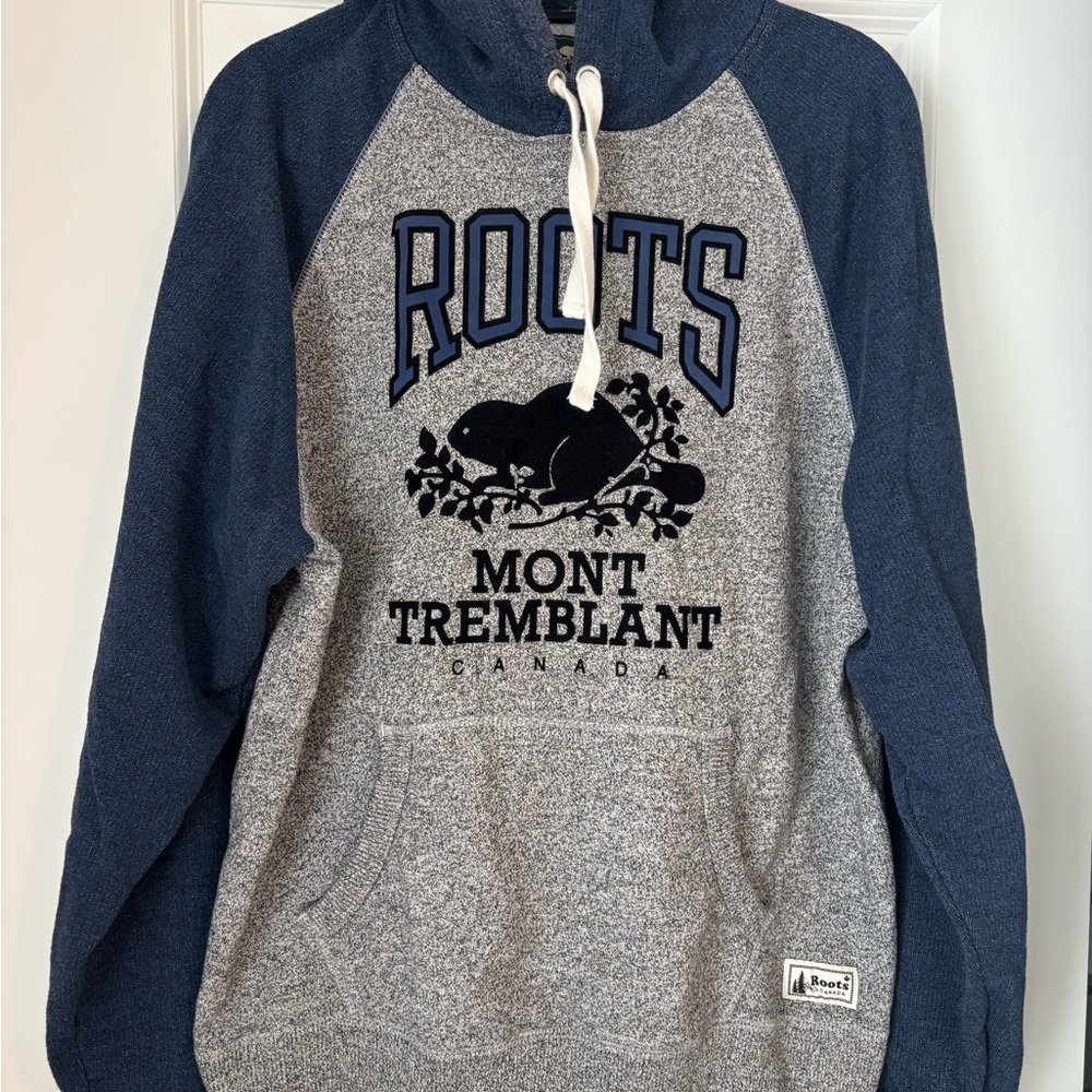 Roots Men's Blue and Gray Hoodie